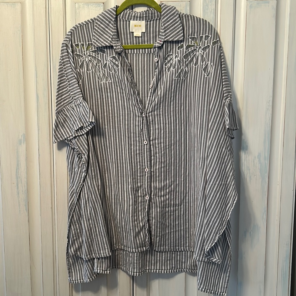 Anthropologie Stripe Floral Tunic